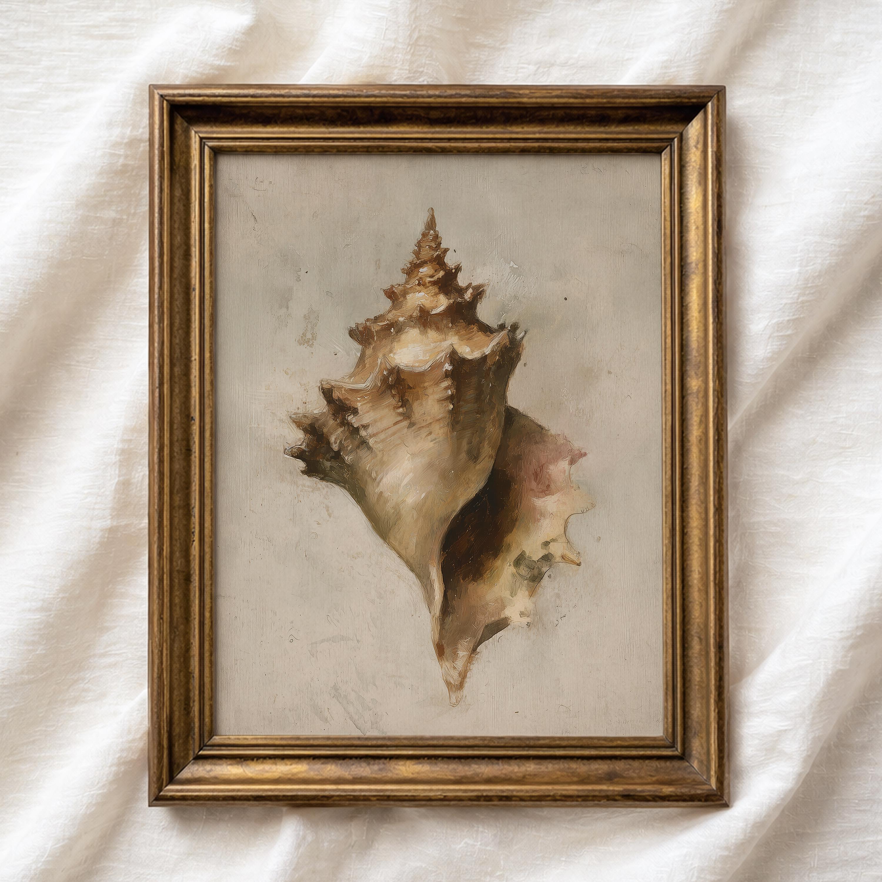 Vintage Seashell PRINTABLE Wall Art: Coastal Conch Shell Print ...