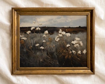 Vintage Moody Wildflower Landscape Print | Dark Antique Printable Art (Digital Download)