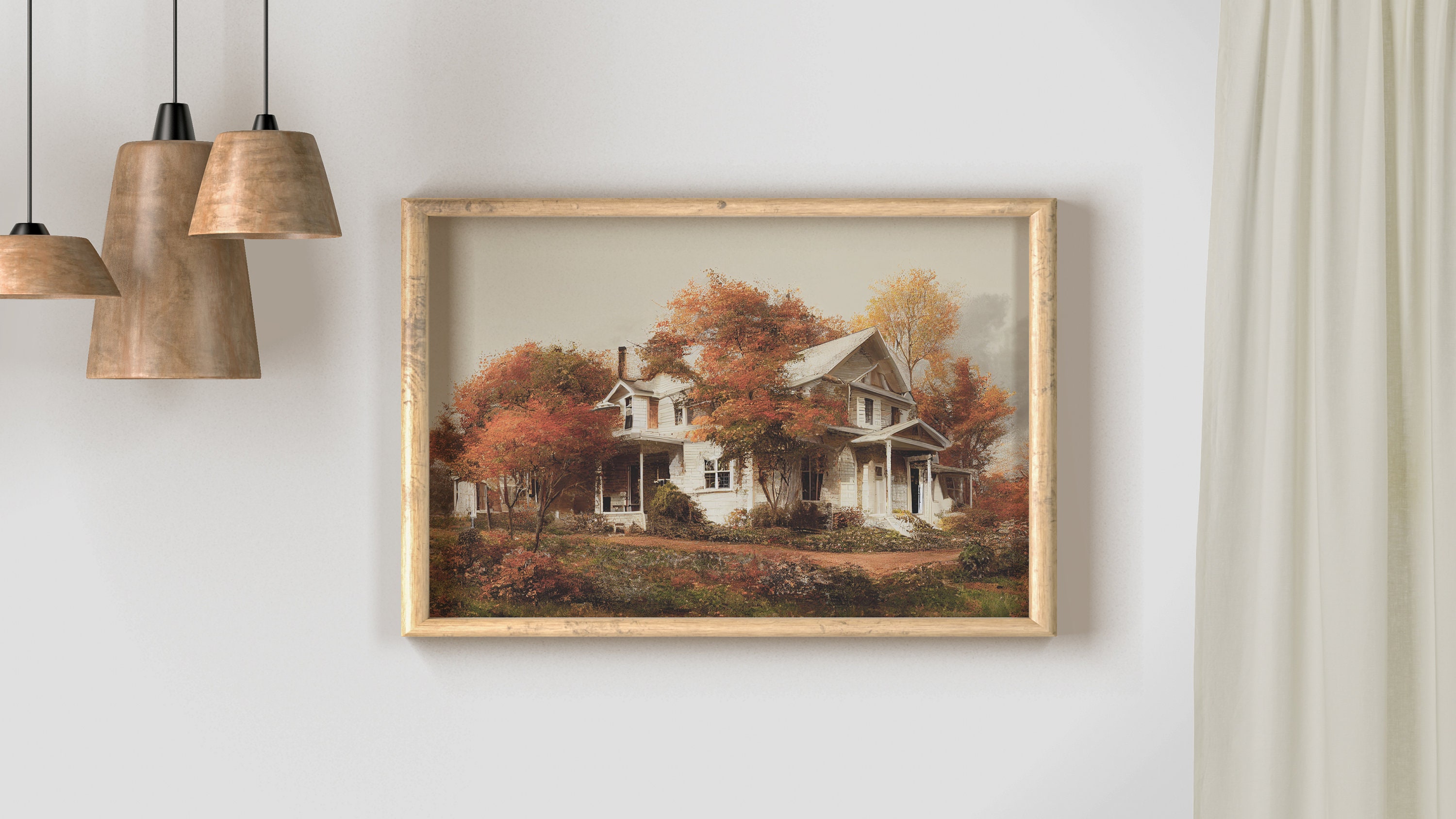 Autumn Home Print Fall Foliage Wall Art Autumn Trees Wall Etsy