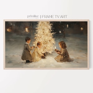Winter Samsung Frame TV Art | Silent Night TV Art | Digital Download TV Snow Painting | Christmas Tree Home Decor | Smart Tv Art | S204