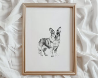 Corgi Print Dog Sketch | Corgi PRINTABLE Wall Art | Pet Digital Artwork | Cute Dog Home Decor | Pembroke Corgi Dog Drawing | #858