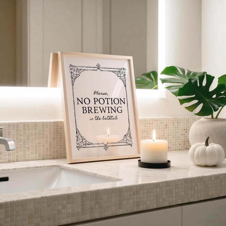 Witchy Halloween Bathroom Sign | No Potion Brewing Print (Digital Download) image 5