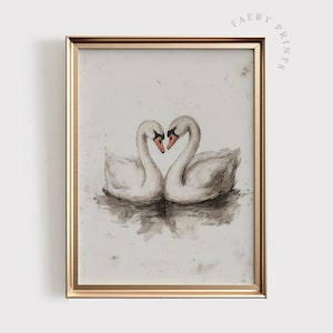 Swan Art Print | Vintage Romantic Swan PRINTABLE Art | Country Style Farmhouse Decor | Elegant Swan Nursery Print | Digital Download | #1273