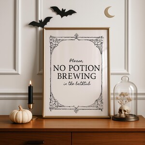 Witchy Halloween Bathroom Sign | No Potion Brewing Print (Digital Download) image 4