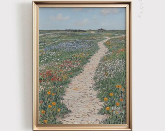 Wildflower Meadow Art Print | Cottagecore Landscape (Printable)