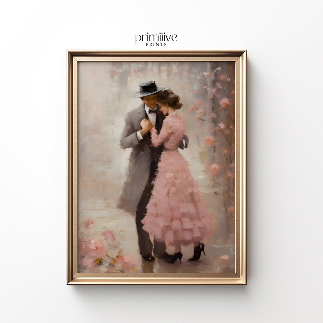 Couple in Love Print Valentines Day PRINTABLE Wall Art Vintage Romance ...