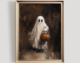 Halloween Ghost Art Print | Cute Rustic Decor (Digital Download)