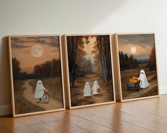 Ghost Halloween Art Print Set | Whimsical Fall Decor (Digital Download)