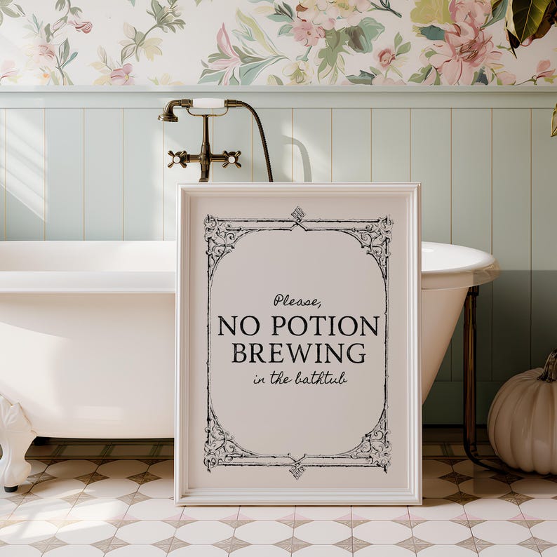 Witchy Halloween Bathroom Sign | No Potion Brewing Print (Digital Download) image 1