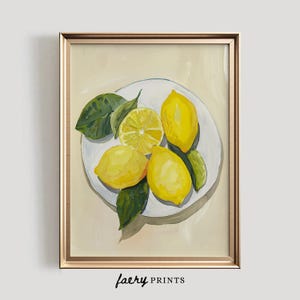 Lemons Art Print | Kitchen Lemon PRINTABLE Wall Art | Farmhouse Dining Room Painting | Yellow Lemons Wall Art | Digital Download | #1138