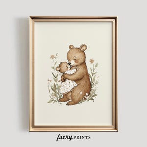 Vintage Bear & Cub Nursery Print | Antique Style Wall Art (Digital Download)