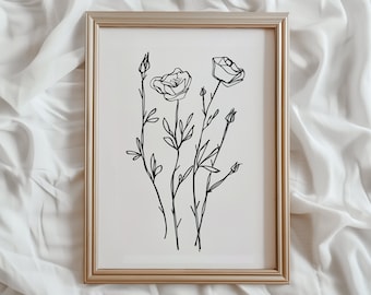 Minimalist Floral Line Art Print | Simple Flower Illustration (Digital Download)