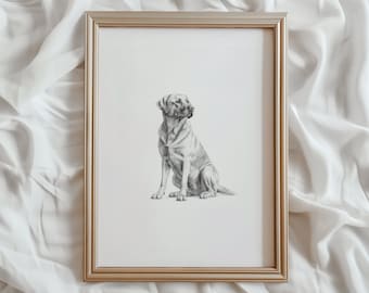 Labrador Retriever Print | Dog Sketch | PRINTABLE Wall Art | Pet Digital Artwork | Animal Home Decor | Big Dog Drawing | #504