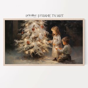 Winter Samsung Frame TV Art | Silent Night TV Art | Digital Download TV Snow Painting | Christmas Tree Home Decor | Smart Tv Art | S205