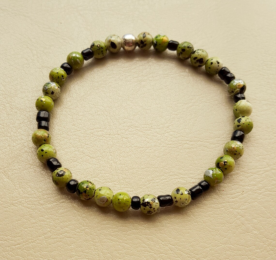 Olive Green Bracelet Beaded bracelet womens bracelet green Etsy