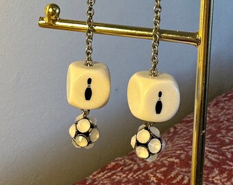 Bowling Pin Upcycled earrings