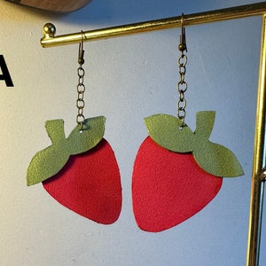Upcycled Strawberry Dangle Earrings