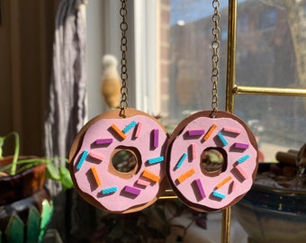 Custom order donut earrings with sprinkles