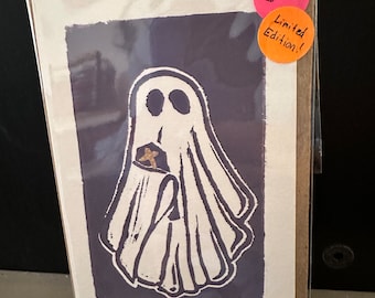 Limited Edition Purple Ghost Linocut Print