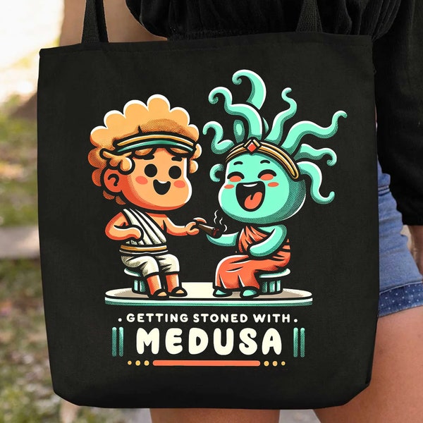 Getting Stoned With Medusa Cannabis Tote Bag, Stoner Accessory, Weed Lover Carryall, 420 Fashion, Durable, Eco-friendly, Everyday Bag