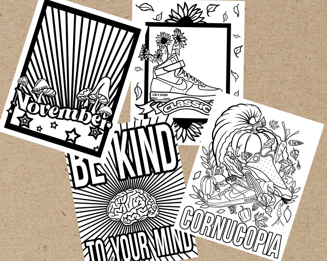 Printable Coloring Pages-bundle-november Themed - Etsy