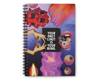 Limitless Mind Abstract Collage Spiral Notebook | Ruled Lined Journal