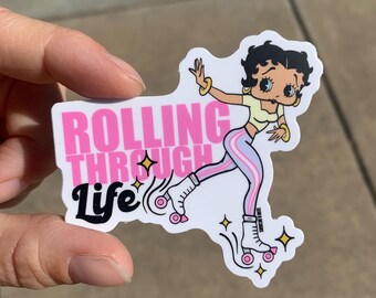 Betty Boop Roller Skating Matte Vinyl Sticker