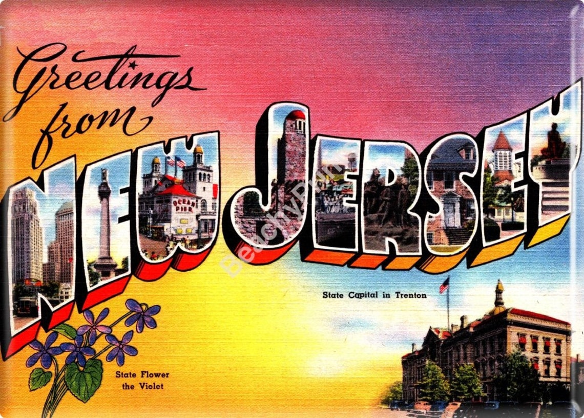 Greetings From New Jersey Refrigerator Vintage Retro Etsy