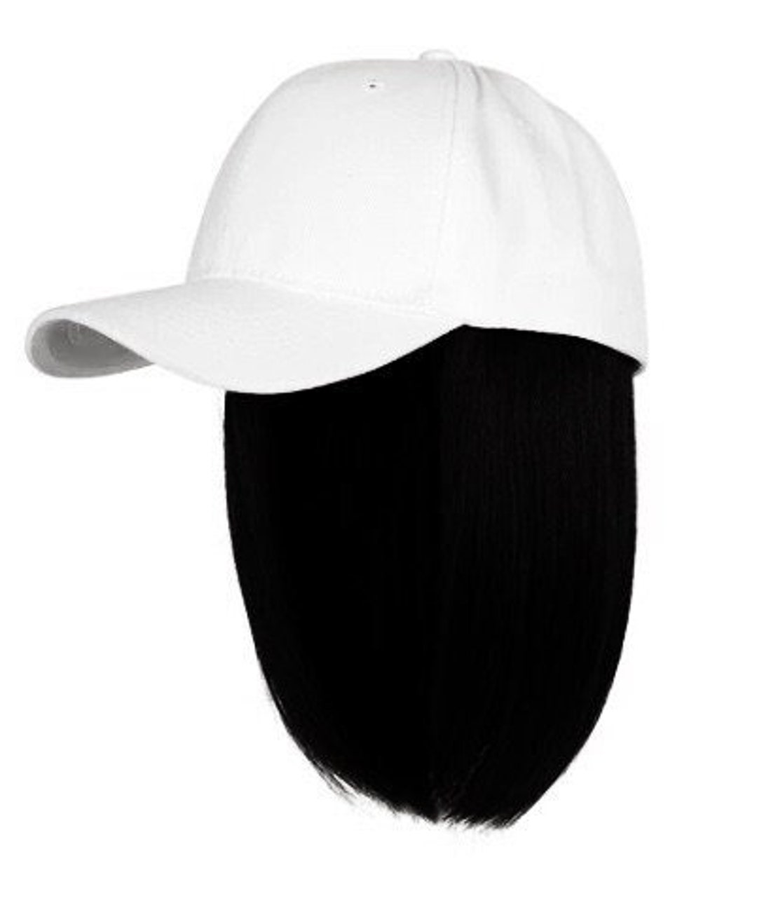 Baseball Cap Wigs black Hair Etsy