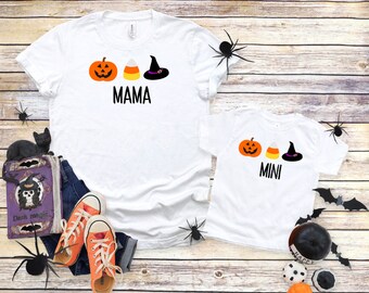 Halloween Mommy and Me Shirt, Pumpkin Halloween Mama Mini Shirt, Cute Candy Corn Baby Mommy Shirt, Matching Halloween Shirts Family, Mama