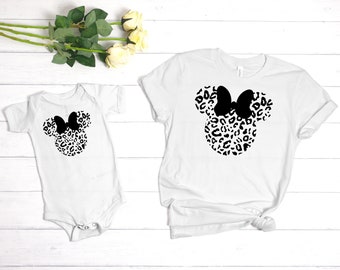 Black Bow Leopard Minnie Mouse Matching Shirt, Disney Mommy and Me, Mama Mini Shirt, matching mommy and me shirt, Minnie Mouse Mama Mini