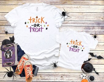 Mommy and Me Halloween Shirts, Cute Halloween Mama Shirts, Trick Or Treat Shirt, Baby Toddler Mom Matching Shirts, Retro Halloween Mommy