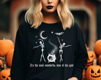 Halloween Women Sweatshirt, Halloween Sweater, Skeleton Female Costume, Skeleton Sweatshirt, Halloween Skeleton Sweatshirt, Women Crewneck