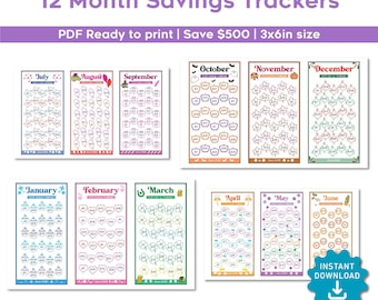 Low Income Savings Challenge, Mini Savings Challenge Trackers A6 | Monthly Budget (PDF Printable)