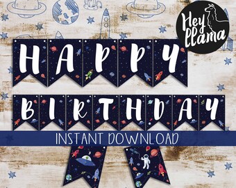Space Birthday Banner, Out of this World Birthday banner, Outer Space Birthday banner, Space Theme banner, Space birthday decor banner