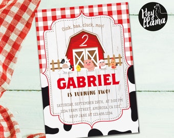 Farm Invitation, Boy Farm Birthday Invitation, Printable Invitation, Farm Animals,  Barnyard Birthday Invitation Printable, Farm Birthday