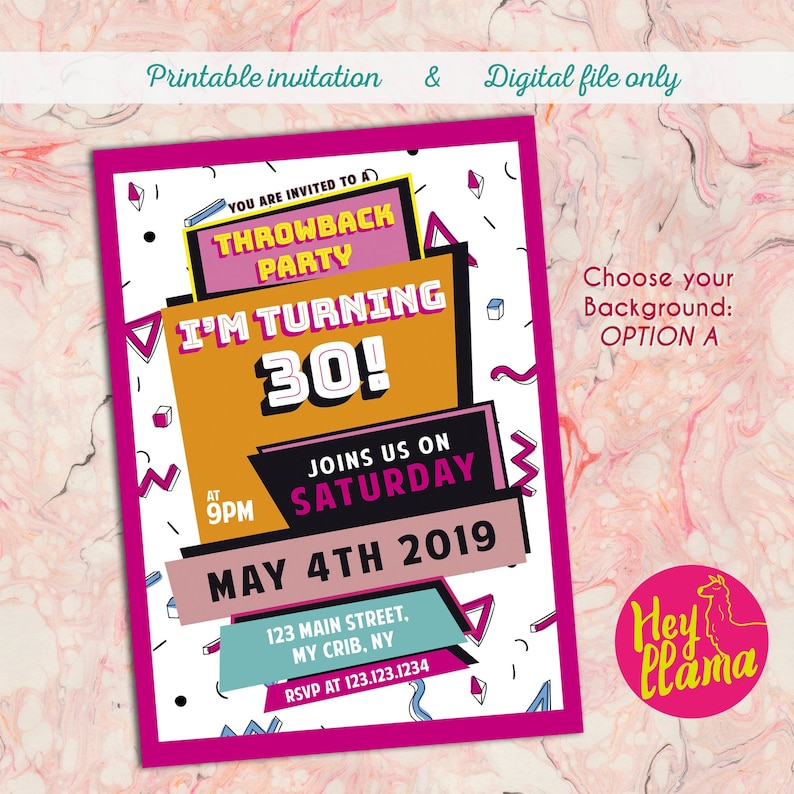 90s Invitation 80s Party Invitation Retro Birthday Party Etsy