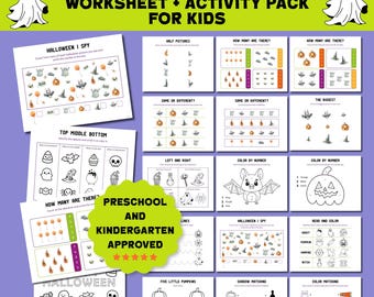 Halloween Worksheets for Preschool & Kindergarten | Printable Learning Activities | PDF Download