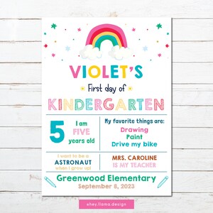 First Day of School Sign, Kindergarten, Preschool, First Day of School Poster, Back to School Sign, Digital Files, Printable