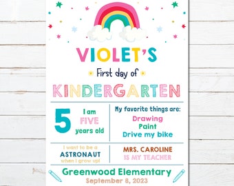 First Day of School Sign, Kindergarten, Preschool, First Day of School Poster, Back to School Sign, Digital Files, Printable