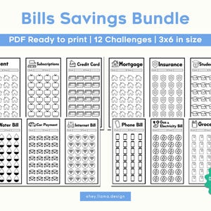 Bills Savings Bundle Challenge Trackers | Monthly Savings Challenge Trackers | Savings Challenge Printable | Savings Tracker | Fits an A6