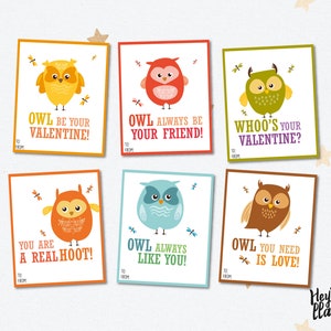 INSTANT DOWNLOAD, Cute Owl Valentine&#39;s Day Cards, Owl Puns Valentine&#39;s Day Cards, Kids Valentine&#39;s Cards, Valentine&#39;s Cards for Children