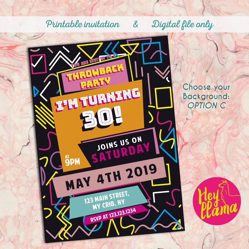 90s Invitation 80s Party Invitation Retro Birthday Party - Etsy