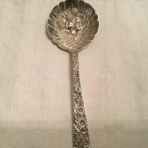 S. Kirk & Son Repousse Serving Spoon Sterling Silver - 1932 - 1979 Flatware for Luncheon Wedding Anniversary Bridal Gift Antique Vintage