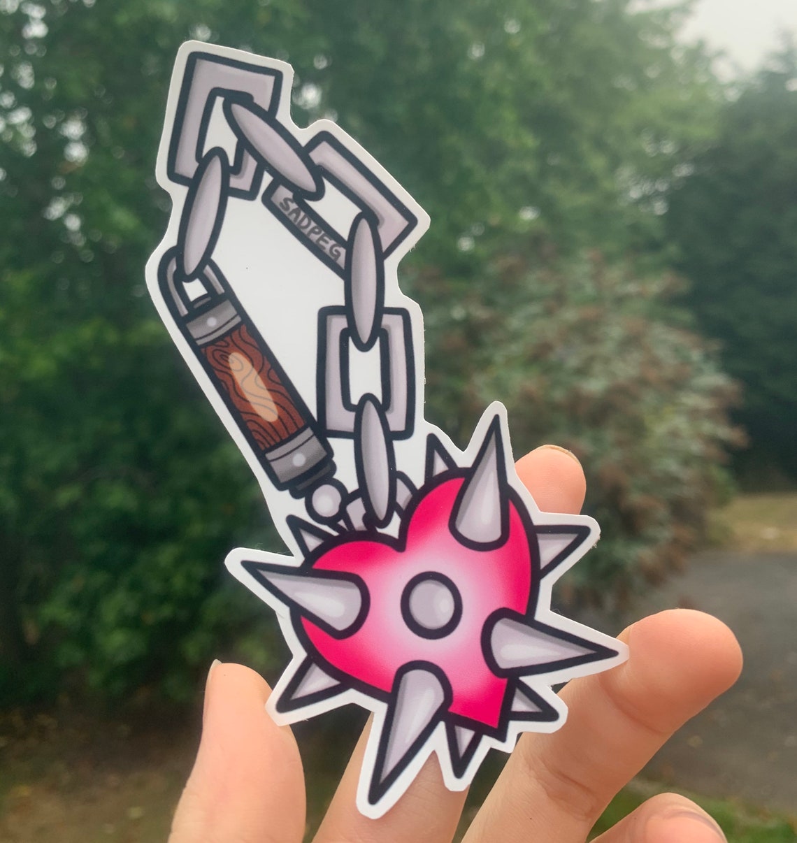 Kawaii Pink Love Heart Flail/ Mace Gloss Sticker. Princess Etsy