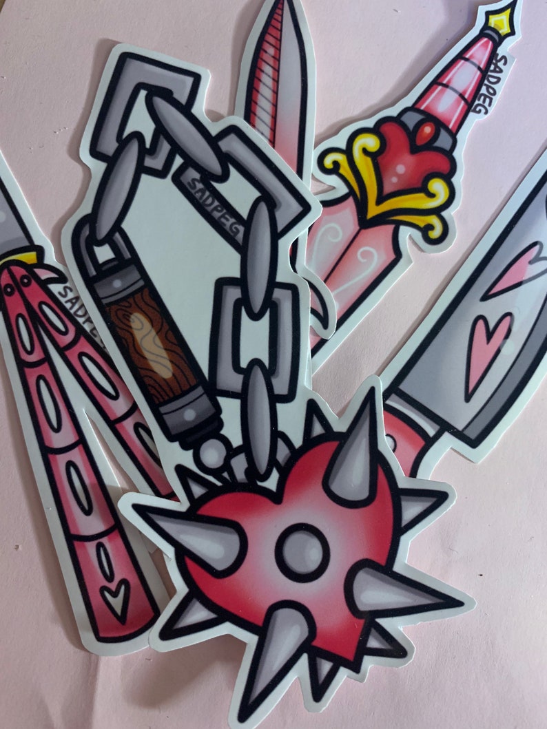 Kawaii Pink Love Heart Flail/ Mace Gloss Sticker. Princess Etsy