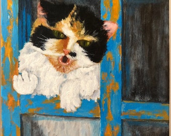 Original Oil Painting, Abstract Painting, Figurative Painting, Fine Art, Canvas Art, Oil on Canvas, Oil Paintings on Sale, Masia the Cat