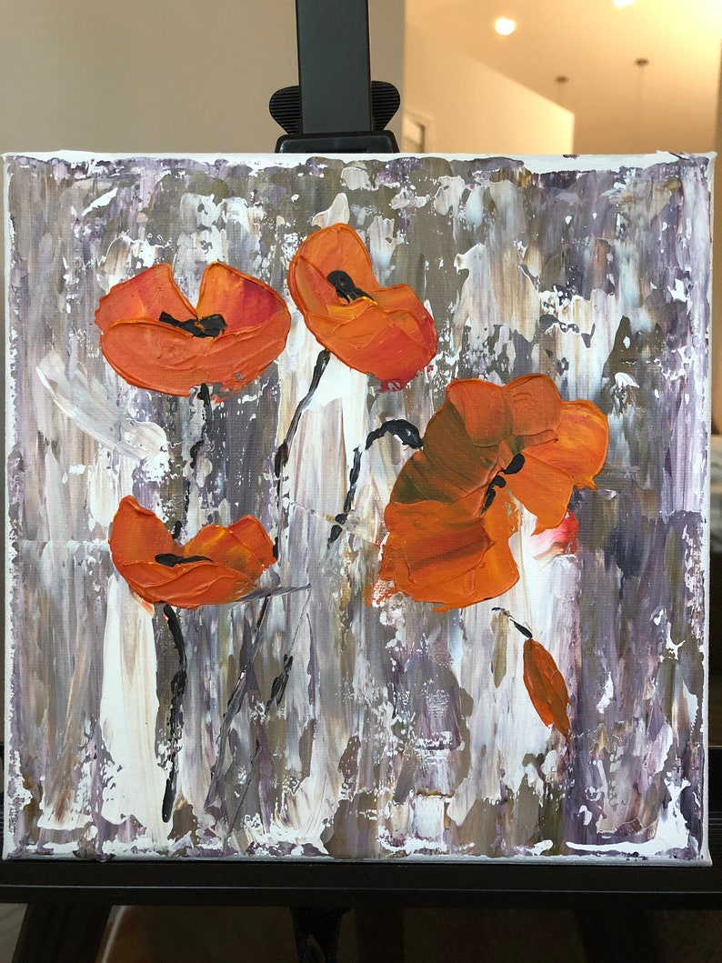 Abstract Painting Fine Art Original Acrylic Painting Acrylic Painting on Canvas Flower Painting Wall Decor Blooming Red Poppies