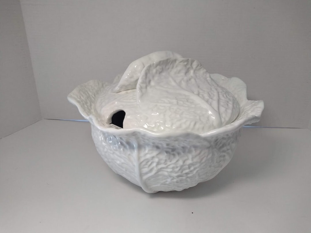 White Bordallo Pinheiro Cabbage Soup Tureen With Lid Portugal Etsy