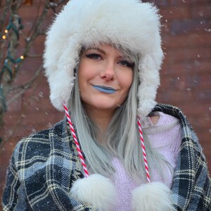 Trapper Hut Damen Hut für Veranstaltungen Weißer Hut für Frauen Winter Trapper FrauenWarm Geschenk für Sie Hut für Outdoor Event Hut Fußball Spiel Warme Mütze